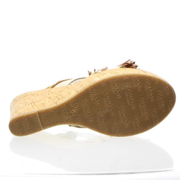 MADE IN ITALY - CORDANI Beige Leather Wedge Platform Sandals Womens summer mules - Picture 4 of 5